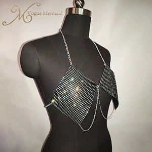 halter rhinestone bra top